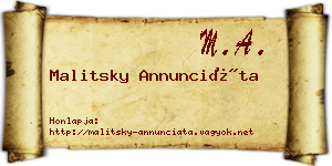Malitsky Annunciáta névjegykártya